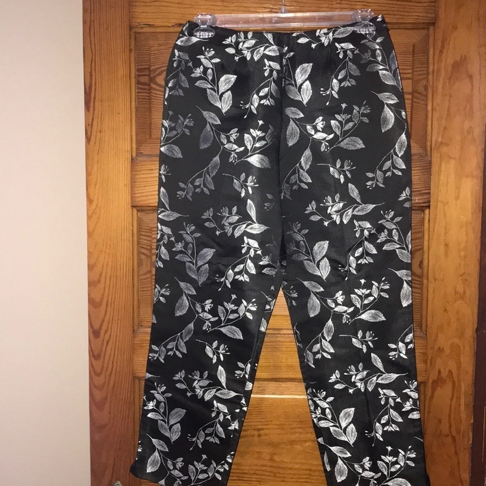 Sigrid Olsen Silk Blend Pants Black Silver 10 NWT